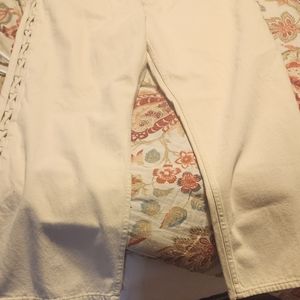 SOLD Cream lace up on the side Jeans